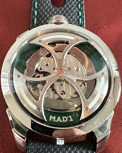 MB&F MAD 1 Edition Green 42MM Skeleton Dial Leather Strap (M.A.D. 1)