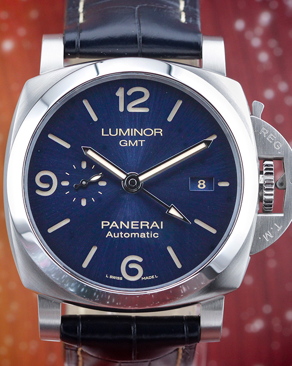 2020 Panerai Luminor 1950 3 Days GMT 44MM Blue Dial Leather Strap (PAM01033)