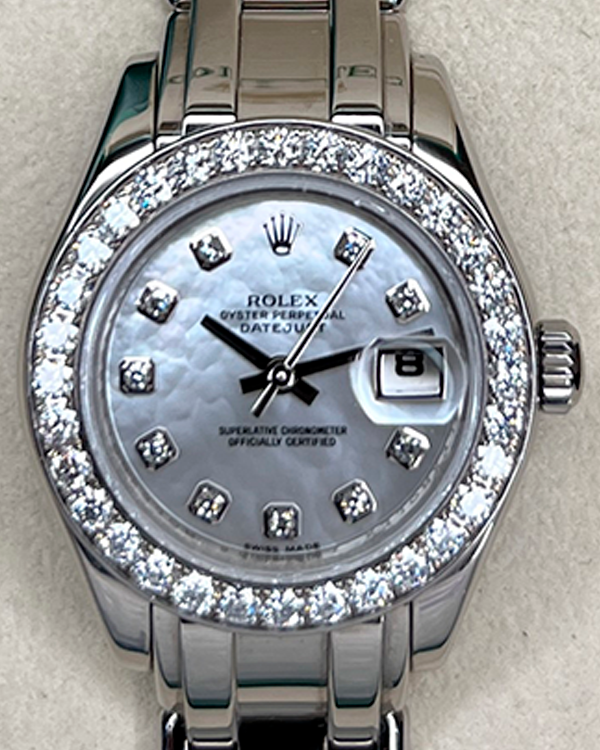 Rolex Lady Datejust Pearlmaster 29MM Mother of Pearl Dial White Gold Bracelet (80299)