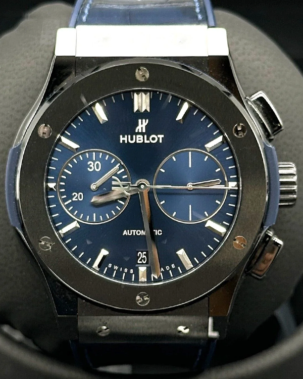 2022 Hublot Classic Fusion 45MM Blue Dial Leather Strap (521.CM.7170.LR)