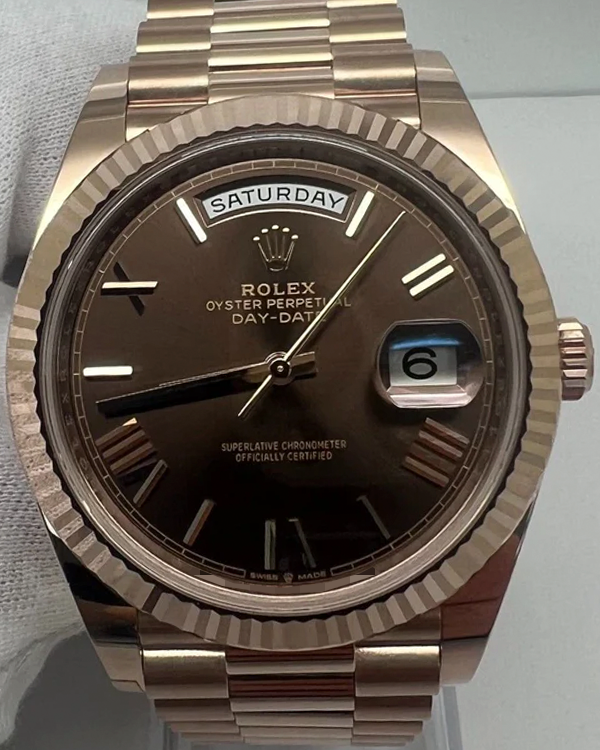 2022 Rolex Day-Date 40MM Chocolate Dial Everose Gold President Bracelet (228235)