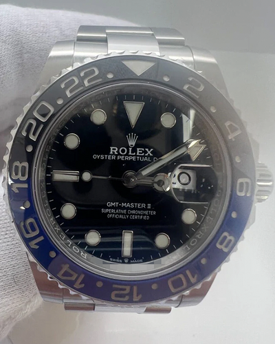 2022 Rolex GMT-Master II "Batman" 40MM Aftermarket Black Dial Oyster Bracelet (126710BLNR)