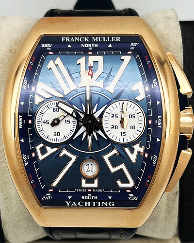 Franck Muller Vanguard Yachting 44MM Blue Dial Rubber/Leather Strap (V 45 CC DT)