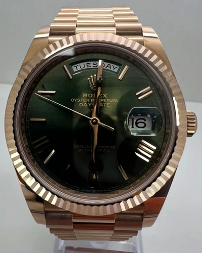 Rolex Day-Date 40MM Green Dial Rose Gold President Bracelet (228235)