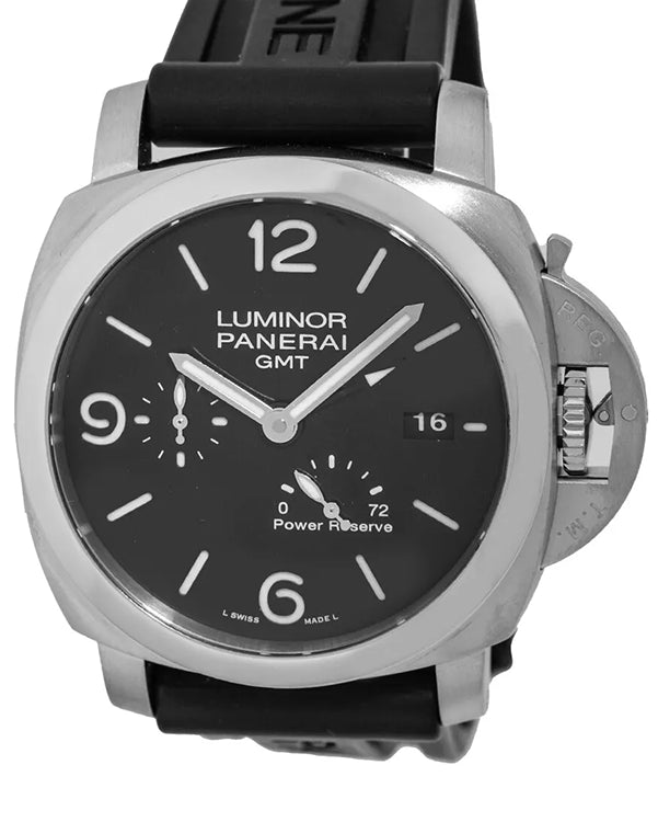 Panerai Luminor 1950 3 Days GMT 44MM Black Dial Rubber Strap (PAM00321)