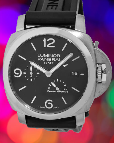 Panerai Luminor 1950 3 Days GMT 44MM Black Dial Rubber Strap (PAM00321)