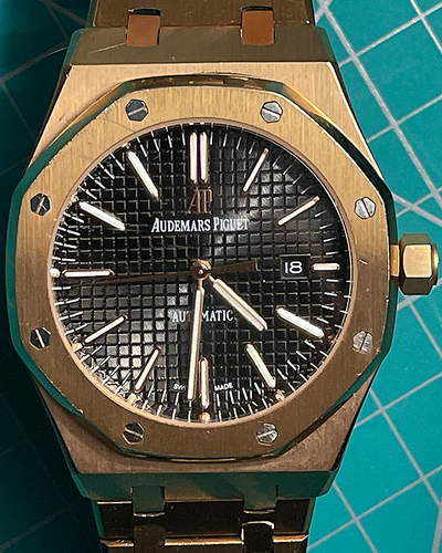 No Reserve - Audemars Piguet Royal Oak 41MM Black Dial Rose Gold Bracelet (15400OR.OO.1220OR.01)