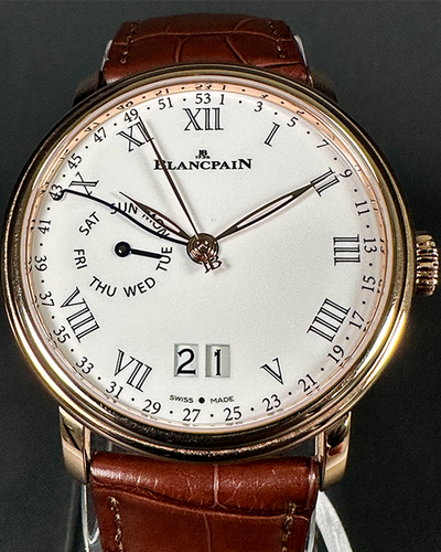 Blancpain Villeret "Semainier Grande" 42MM White Dial Leather Strap (6637-3631-55B)