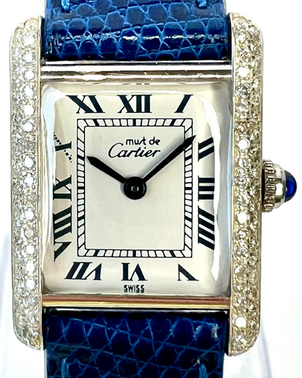 1997 Cartier Must de Cartier 20x27.6MM Quartz Off White Dial Leather Strap (1614)
