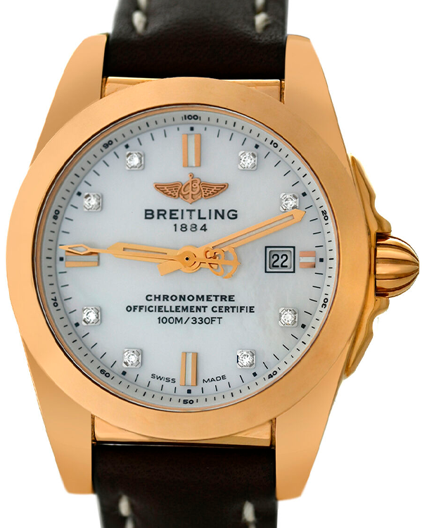 Breitling Galactic 29MM Quartz Mother of Pearl Dial Leather Strap (H7234812/A792)