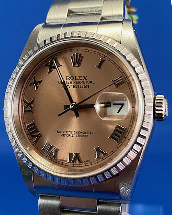 2001 (A Serial) Rolex Datejust 36MM Salmon Dial Steel Bracelet (16220)