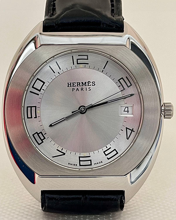 Hermès Espace 37MM Quartz Silver Dial Aftermarket Leather Strap (ES2.710)
