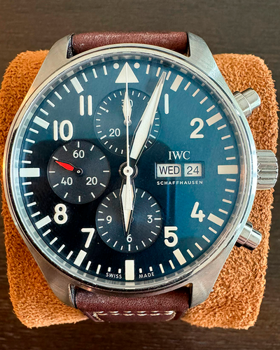 2019 IWC Schaffhausen Pilot Chronograph "Le Petit Prince" 43MM Blue Dial Leather Strap (IW377714)