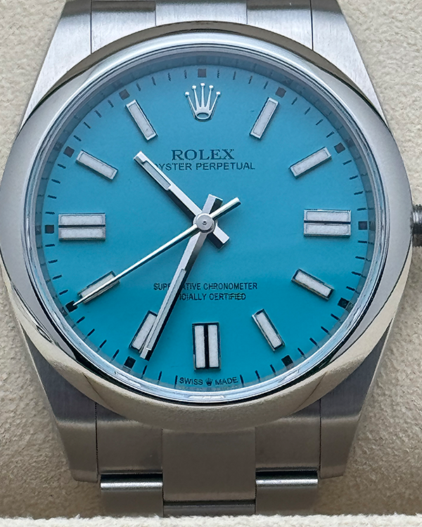 2023 Rolex Oyster Perpetual 41MM Aftermarket Turquoise Dial Oyster Bracelet (124300)