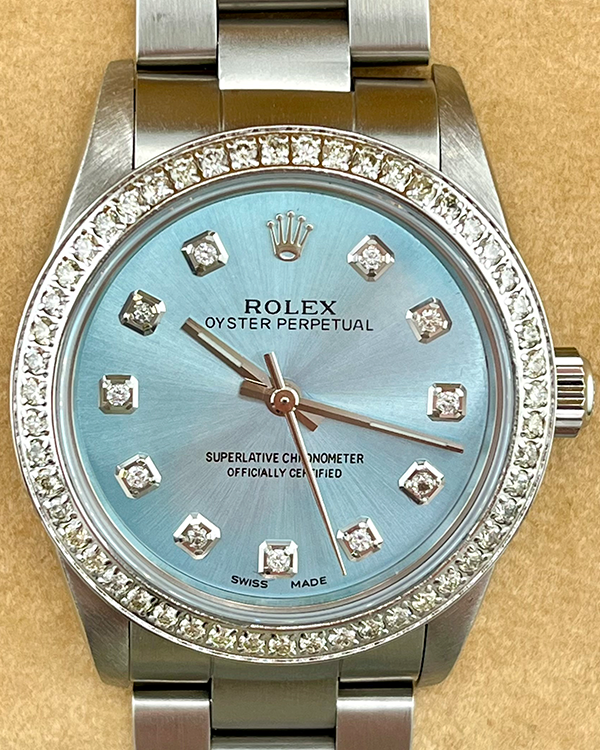 Rolex Oyster Perpetual 31MM Aftermarket Blue Dial Steel Bracelet (77080)