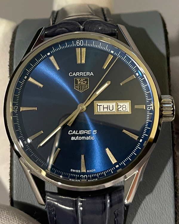 2022 TAG Heuer Carrera Calibre 5 41MM Blue Dial Leather Strap (WAR201E.FC6292)