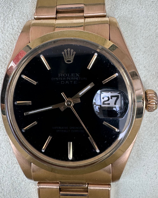 Rolex Oyster Perpetual Date 34MM Black Dial Yellow Gold Bracelet (1501)