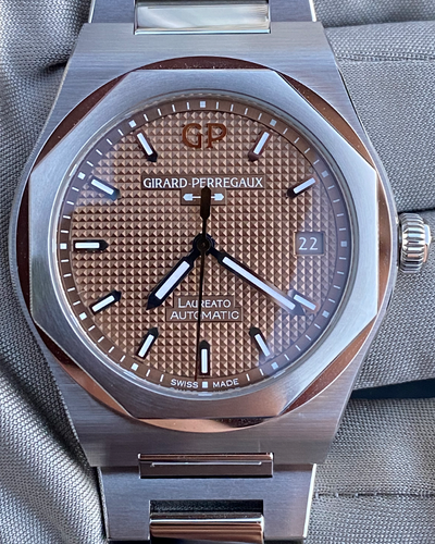 2024 Girard Perregaux Laureato 38MM Copper Dial Steel Bracelet (81005-11-3154-1CM)