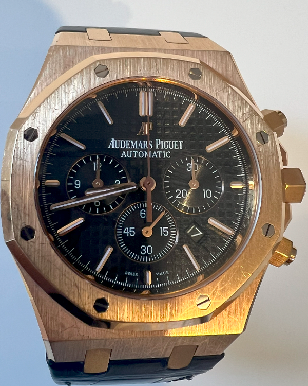 Audemars Piguet Royal Oak Chronograph 41MM Black Dial Leather Strap (26240OR.OO.D002CR.01)