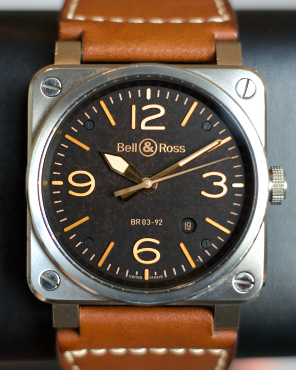 2015 Bell & Ross Golden Heritage 42MM Strap Steel Black Dial (BR0392-GH-ST/SCA)