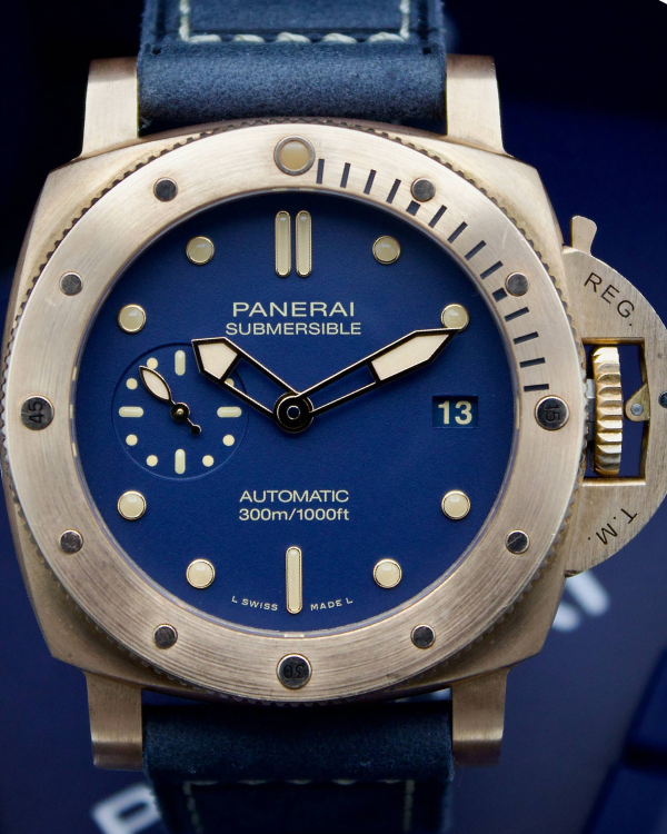 2023 Panerai Luminor Submersible Bronzo Blu Abisso 42MM Bronze Blue Dial Leather Strap (PAM01074)