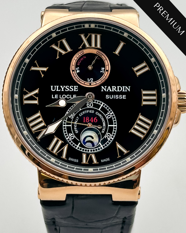 No Reserve - Ulysse Nardin Marine Chronometer 43 Rose Gold Black Dial (266-67-3/42)