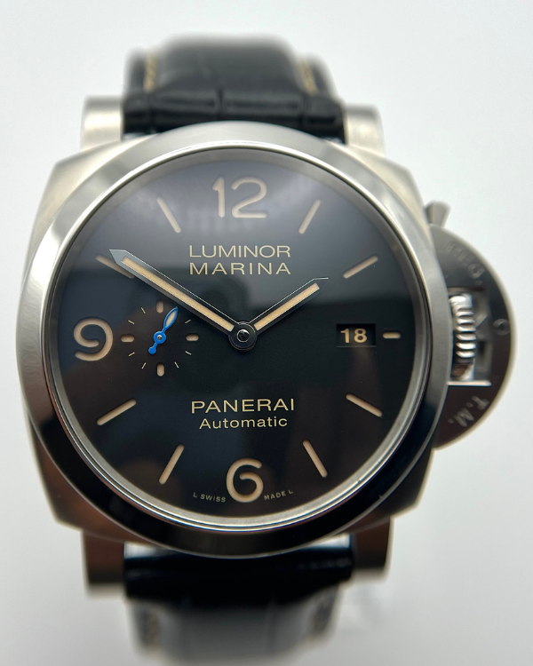 2018 Panerai Luminor Marina 1950 3 Days 44MM Black Dial Leather Strap (PAM01312)