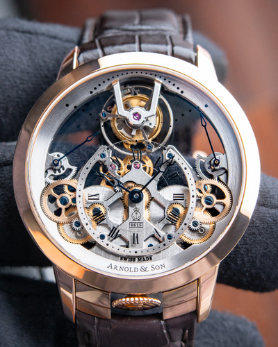 Arnold & Son Time Pyramid Limited Edition Red Gold Tourbillon Openworked Watch 44.6MM (1TPBR.T01A)