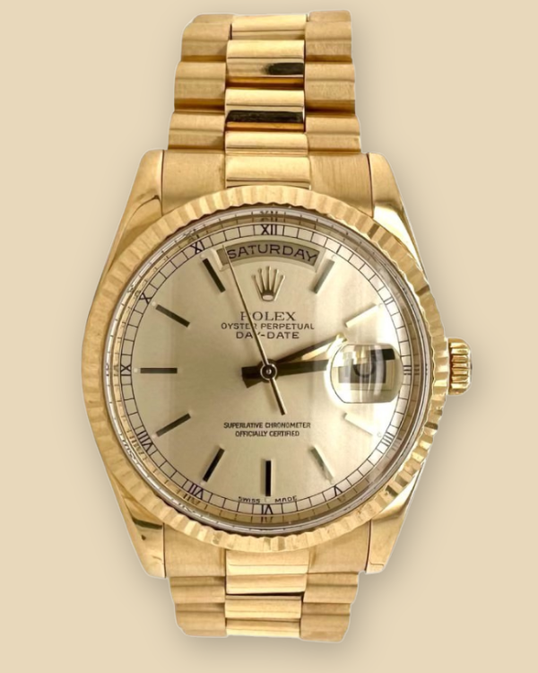 Rolex Day-Date 36MM Champagne Dial Yellow Gold President Bracelet (118238)