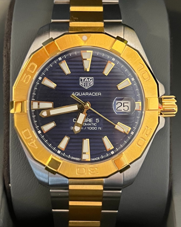 No Reserve - 2021 TAG Heuer Aquaracer 41MM Steel and Yellow Gold Blue Dial (WBD2120.BB0930)