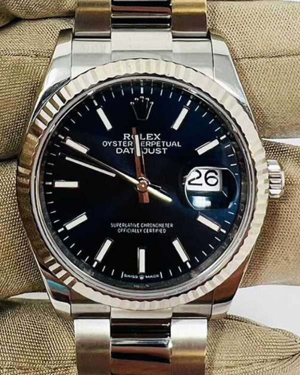 2021 Rolex Datejust 36MM White Rolesor Blue Dial Oyster Bracelet (126234)