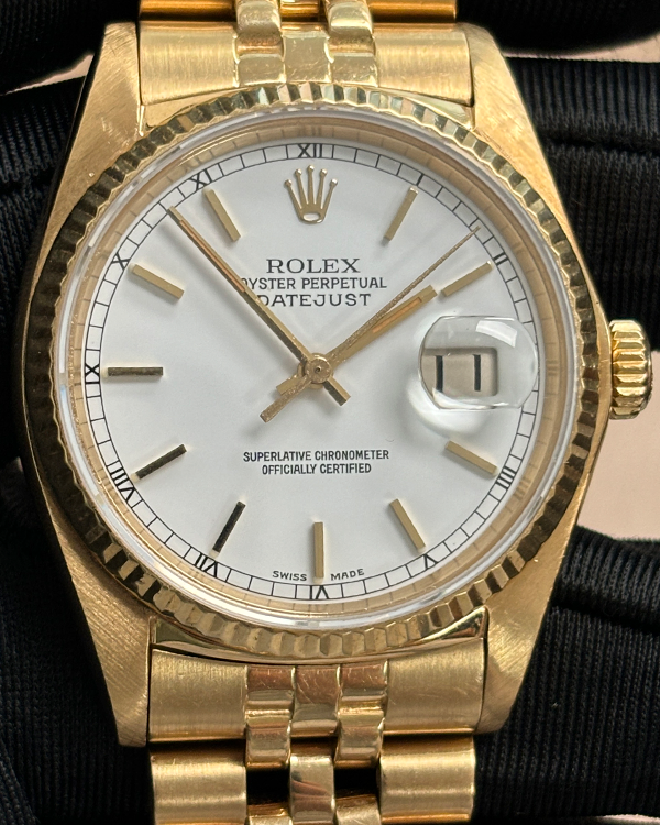 Rolex Datejust 36MM White Dial Jubilee Yellow Gold Bracelet (16018)