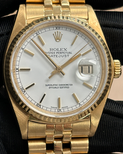 Rolex Datejust 36MM White Dial Yellow Gold Jubilee Bracelet (16018)