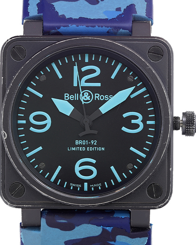 Bell & Ross Aviation PVD L.E. 46MM Black Dial Rubber Strap Aftermarket (BR 01-92-S)