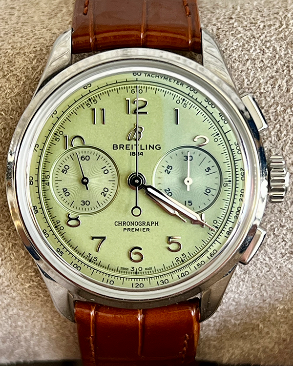 2024 Breitling Premier B09 Chronograph 40MM Green Dial Leather Strap (AB0930)