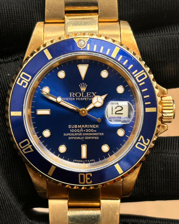 Rolex Submariner Date 40MM Blue Dial Yellow Gold Oyster Bracelet (16618)