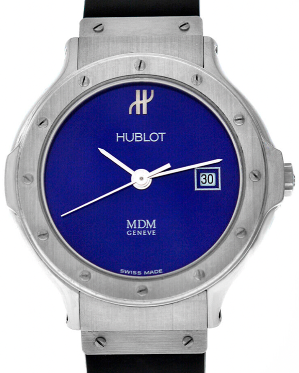 Hublot Classic MDM Geneve 28MM Quartz Blue Dial Rubber Strap (1393.1)