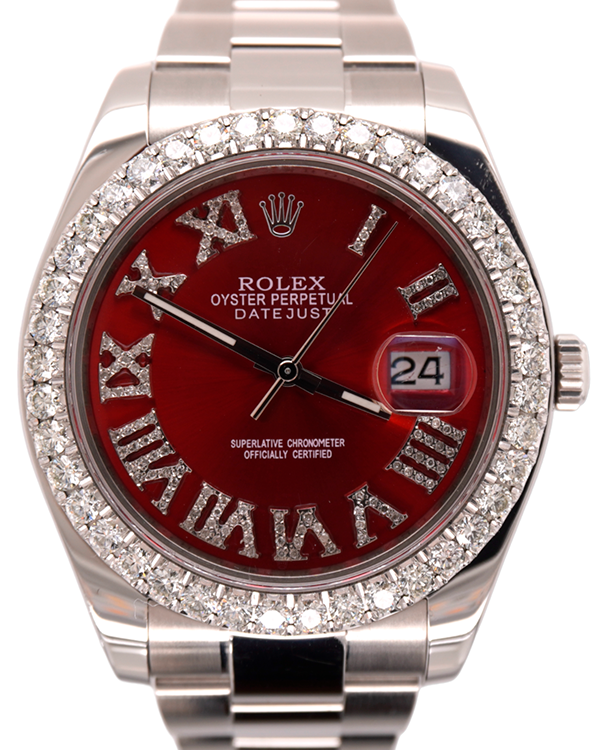 Rolex Datejust II 41MM Aftermarket Red Dial Oyster Bracelet (116300)