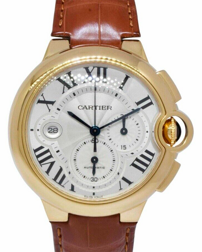 Cartier Ballon Bleu De Cartier 46.8MM Silver Dial Leather Strap (W6920007)