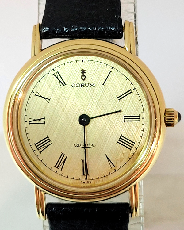 Corum Dress Watch Vintage 26MM Quartz Champagne Dial Leather Strap (44 201)