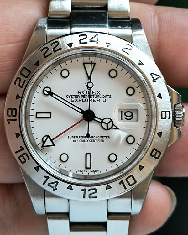 1999 (A Serial) Rolex Explorer II "Polar" 40MM White Dial Oyster Bracelet (16570)