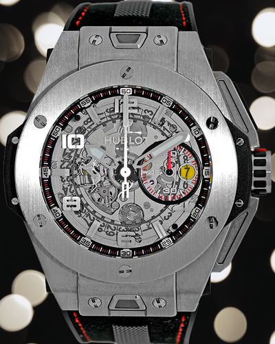 2013 Hublot Big Bang "Ferrari" L.E. 45MM Skeleton Dial Textile/Rubber Strap (401.NX.0123.VR)