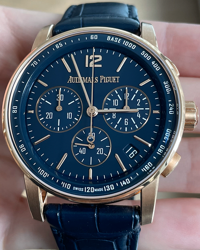 2022 Audemars Piguet Code 11.59 Chronograph 41MM Blue Dial Leather Strap (26393OR.OO.A321CR.01)
