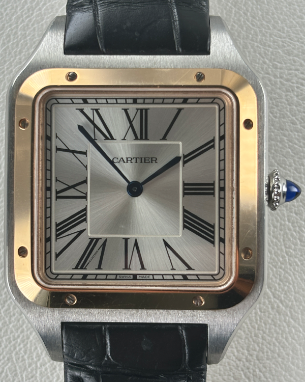 Cartier Santos Dumont XL 46.6 x 33.9 mm Silver Dial Leather Strap (4305)