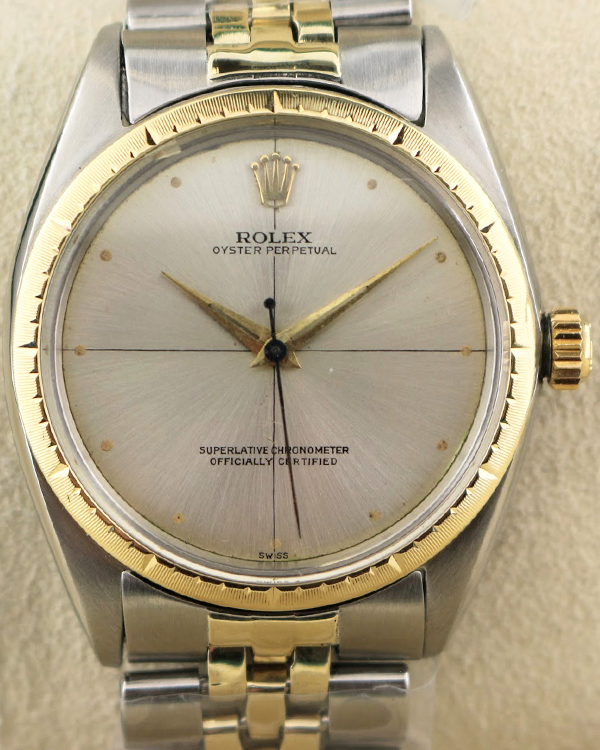 1961 (655K Serial) Rolex Oyster Perpetual Vintage 34MM Silver Dial Two-Tone Jubilee Bracelet (1008)