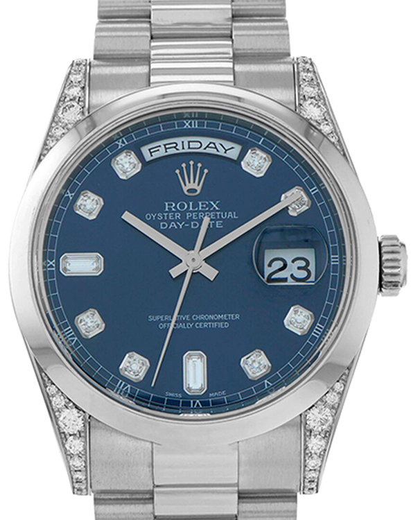 Rolex Day-Date 36MM Blue Dial Platinum President Bracelet (118296)