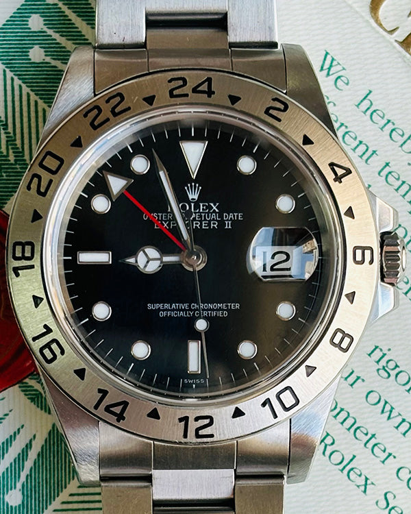 1999 (A Serial) Rolex Explorer II 40MM Black Dial Oyster Bracelet (16570)