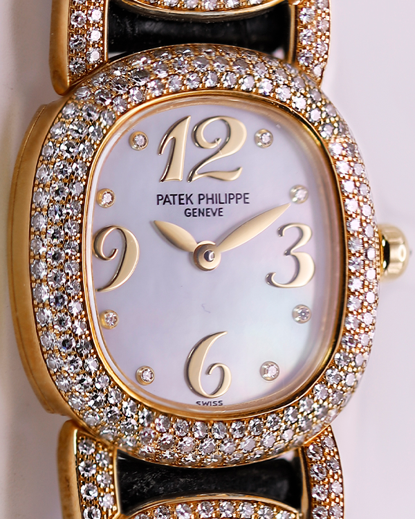 Patek Philippe Golden Ellipse 23MM Quartz Mother of Pearl Dial Leather Strap (4832)