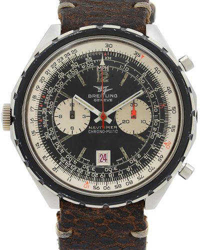 Breitling Navitimer Chrono-Matic 48MM Black Dial Aftermarket Leather Strap (1806)