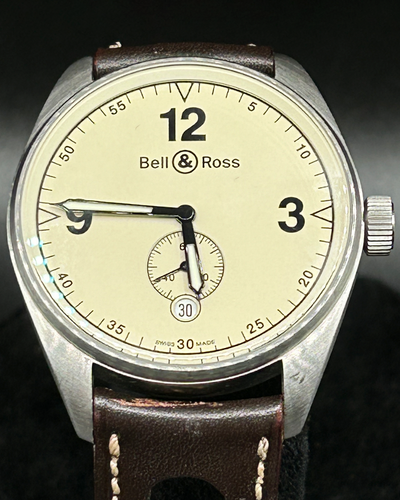 No Reserve - Bell & Ross Vintage 39MM Cream Dial Leather Strap (123S)